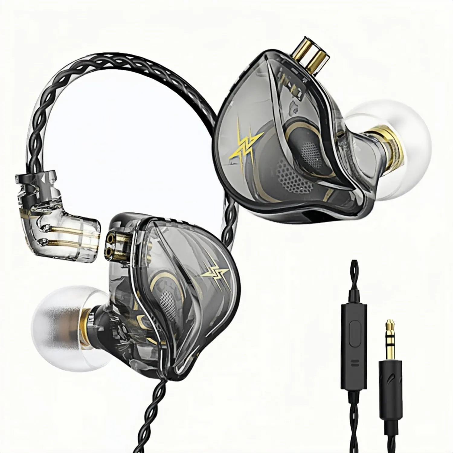 QKZ ZXT in-Ear Monitors,IEM Gaming Earbuds,HiFi Stereo Wired Headphones with Detachable Cable for Musician Singer(Grey)