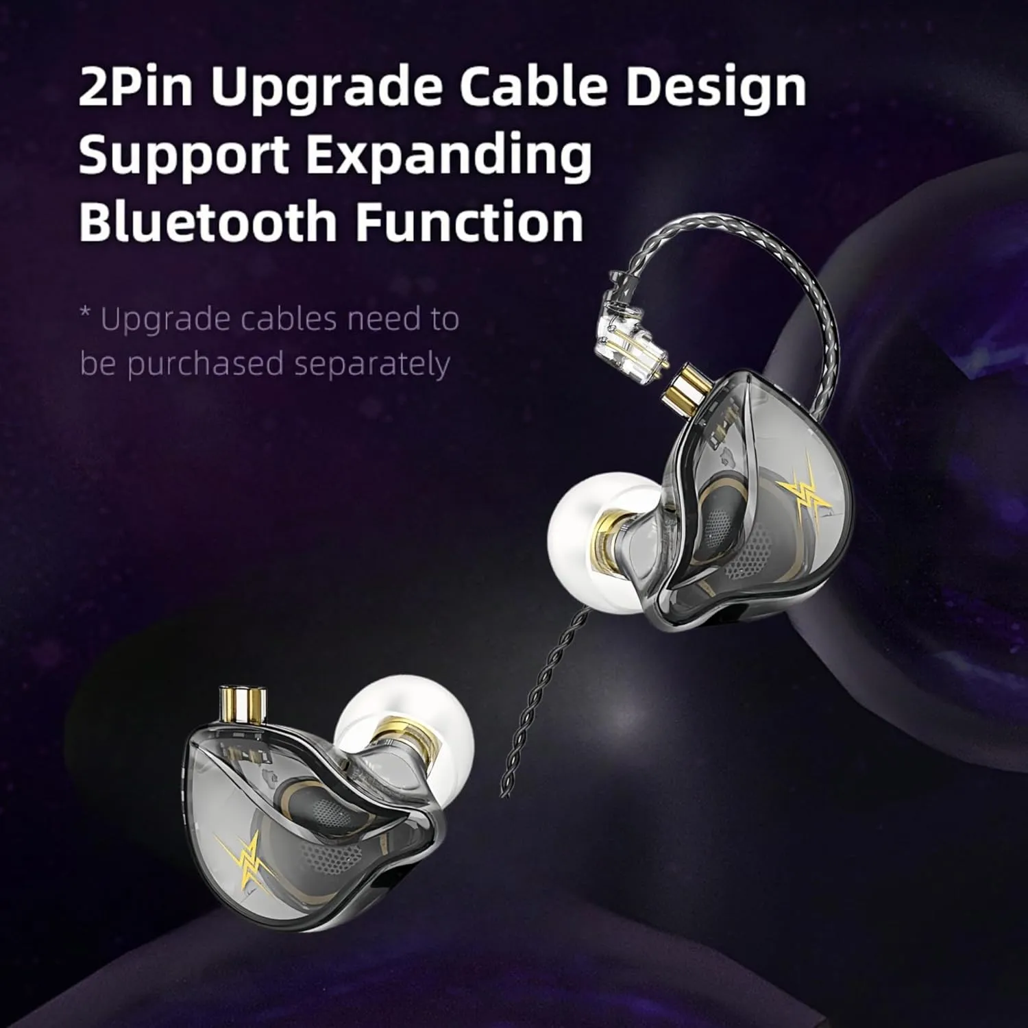 QKZ ZXT in-Ear Monitors,IEM Gaming Earbuds,HiFi Stereo Wired Headphones with Detachable Cable for Musician Singer(Grey)