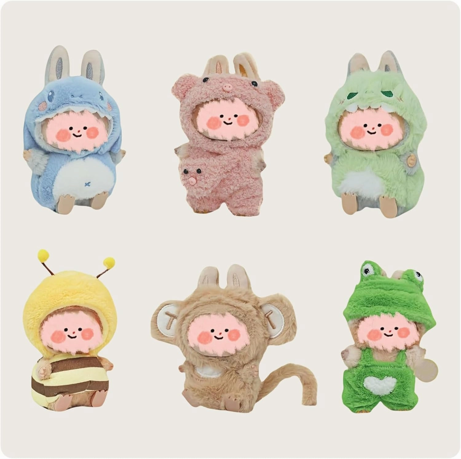 Quirky Animal Dress-Up Accessories Set – Plush Costume for 17cm / 5.91–6.7in Dolls, Funny Gift Idea for Collectors & Display (Dinosaur)