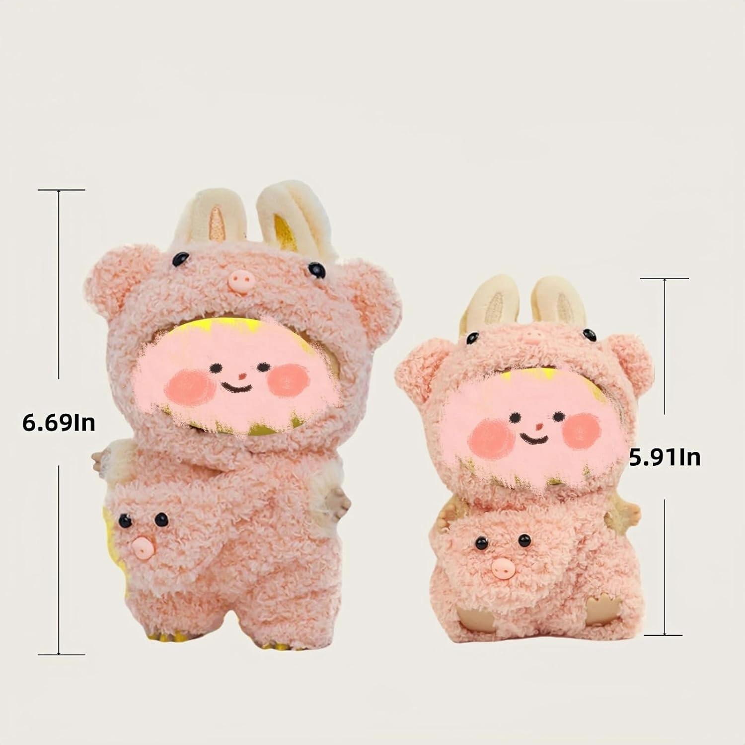 Quirky Animal Dress-Up Accessories Set – Plush Costume for 17cm / 5.91–6.7in Dolls, Funny Gift Idea for Collectors & Display (Dinosaur)