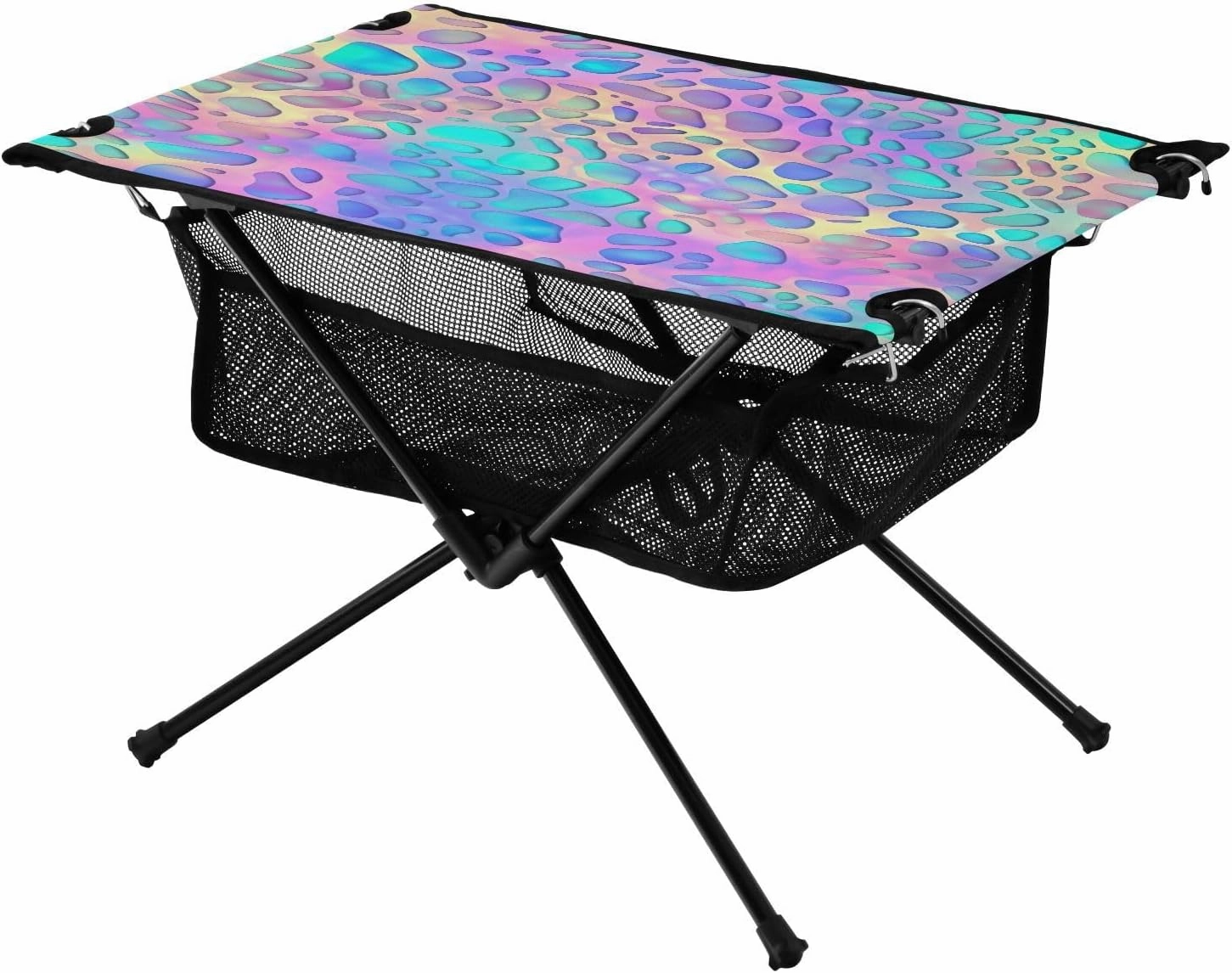 Rainbow Dots Portable Folding Camping Table, Compact Lightweight Beach Table with Carrying Bag for Outdoor Picnics, BBQs, Camp