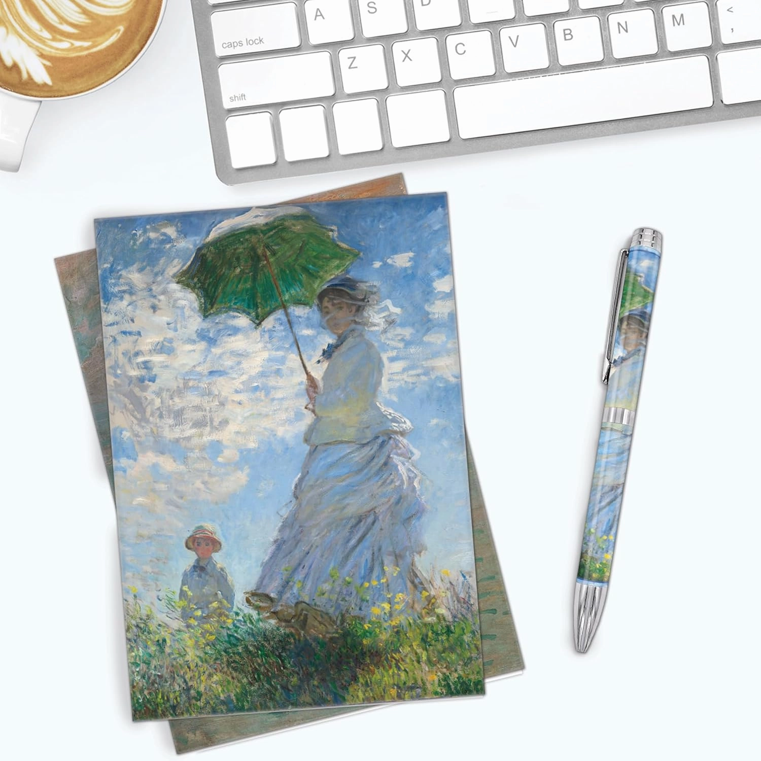 RainCaper Fine Art Keepsake 5x7 Blank Stationery Monet Greeting Note Cards With Decorative Envelopes, Gift Boxed Set of 16 | 300 GSM Cardstock (Monet Favorites)