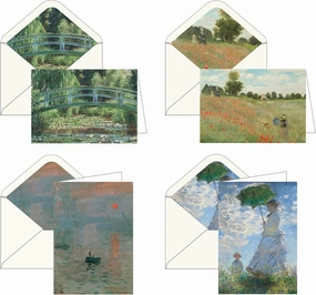 RainCaper Fine Art Keepsake 5x7 Blank Stationery Monet Greeting Note Cards With Decorative Envelopes, Gift Boxed Set of 16 | 300 GSM Cardstock (Monet Favorites)