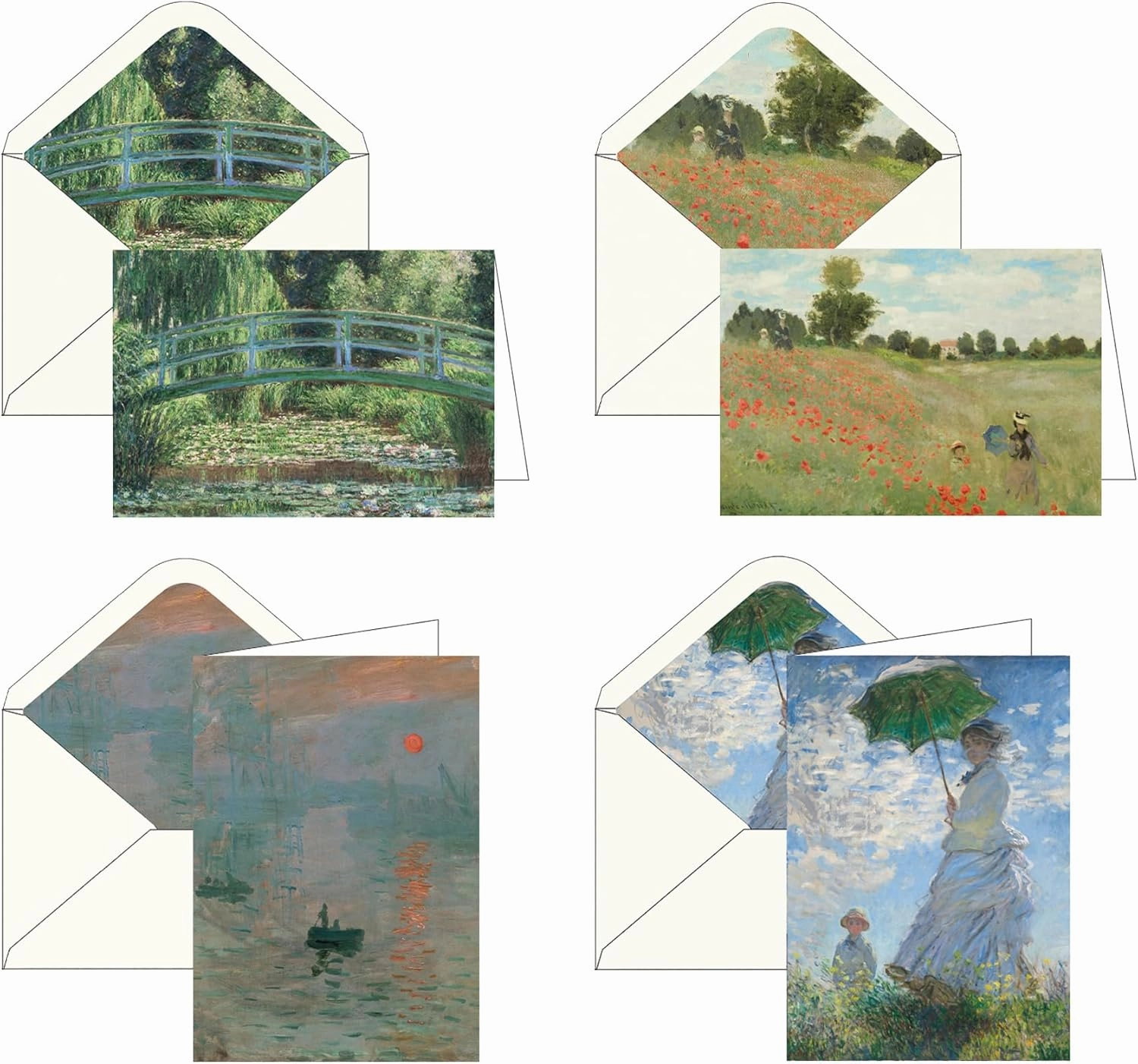 RainCaper Fine Art Keepsake 5x7 Blank Stationery Monet Greeting Note Cards With Decorative Envelopes, Gift Boxed Set of 16 | 300 GSM Cardstock (Monet Favorites)