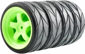 RC Car DIY Parts for HSP for HPI 1/10 4Pcs Rubber Tires Plastic Wheel 6030-6081 RC On-Road Car for Racing Parts(Green)