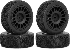 RC Car DIY Parts for Tamiya for TT01 for TT02 1/10 4pcs 68mm Tires Rubber Tire Wheel Tyre RC for Rally for Racing Car Upgrade Parts(Black)