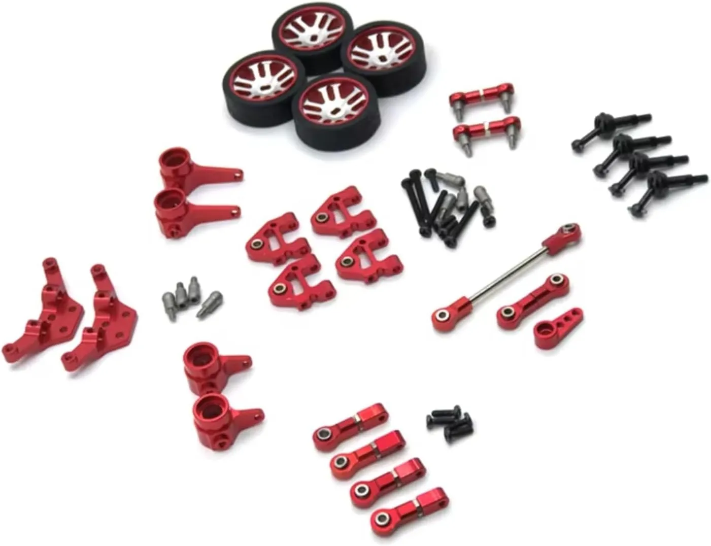 RC Car DIY Parts for WLtoys 284131 K969 K979 K989 K999 P929 P939 Wheel for Swing Arm Steering Cup Connecting Rod Drive Shaft Servo Arm RC Car Parts(Red)