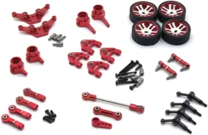 RC Car DIY Parts for WLtoys 284131 K969 K979 K989 K999 P929 P939 Wheel for Swing Arm Steering Cup Connecting Rod Drive Shaft Servo Arm RC Car Parts(Red)