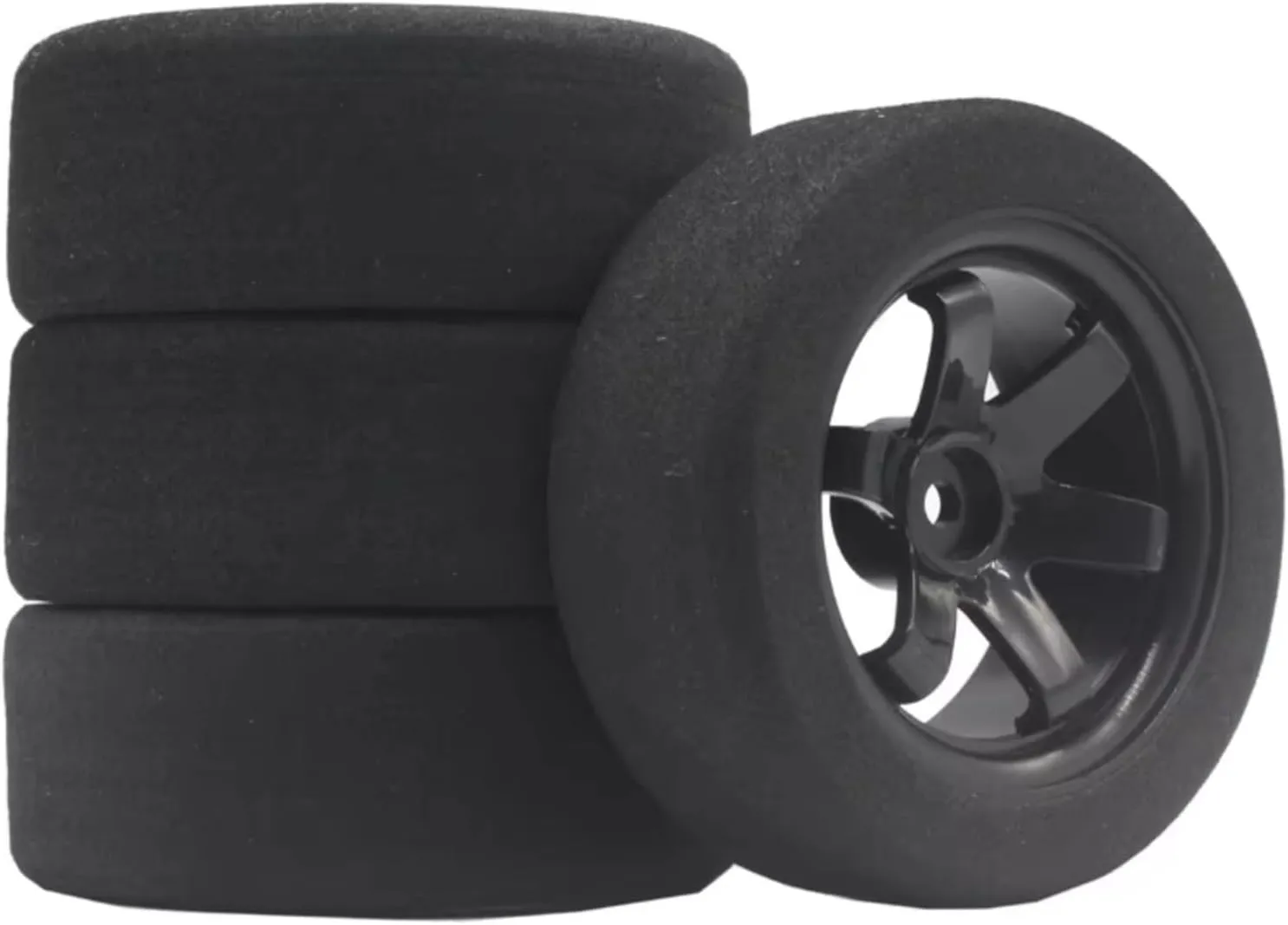 RC Car Parts for HSP 94123 for Sakura D4 Tiangong for TT02 1/10 RC Tire Professional for Racing Flat Car 6 Degrees Hub Flat Car Sponge Tire(Black)