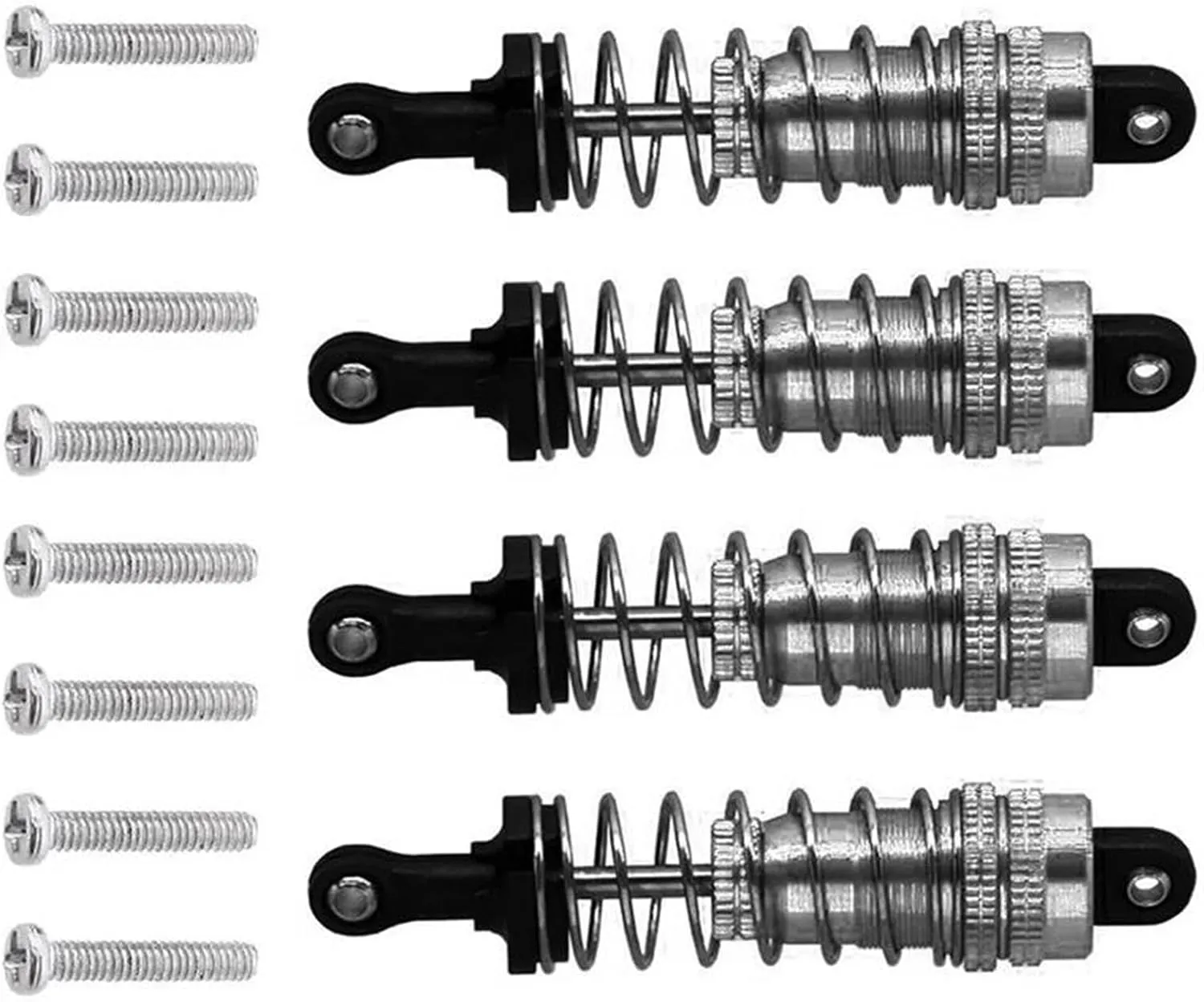 RC Car Shock Absorbers Compatible With WLtoys 144001 1/14 RC Drift For Racing Car Parts 4Pcs Metal Shock Absorber Damper Replacement Accessory(Gray)