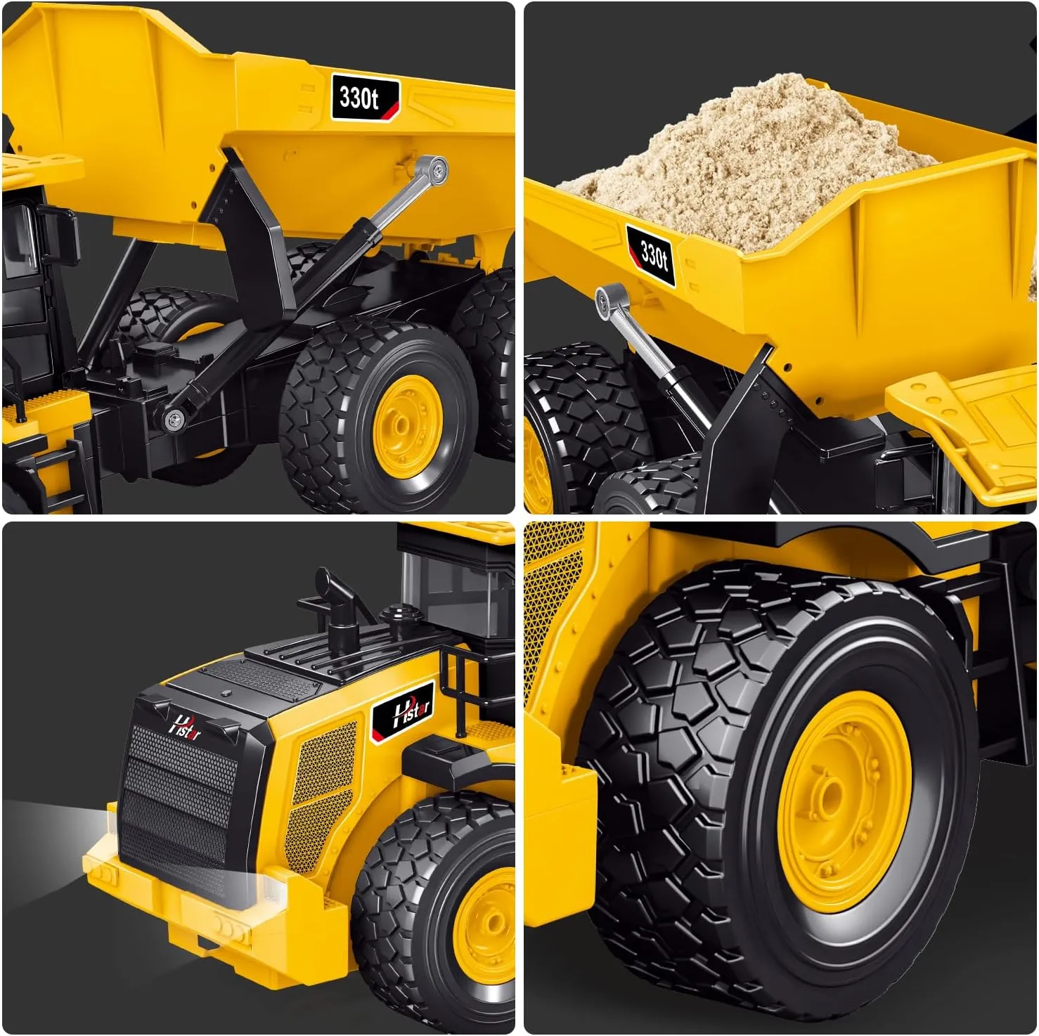 RC Dump Truck, Remote Control Dump Truck 11 Channel with Lights/Sounds/2 Batteries for Adults, RC Construction Vehicles Toys for Boys Kids, 1:16 Scale RC Dump Truck Toys