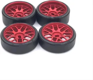 RC Spare Part Compatible with Dgawd for MINI-Q for KYOSHO K969 K979 K989 K999 P929 P939 284131 Iw04m Iw02 Rm02 Rm03 1/28 RC Car Parts 27mm Drift Wheels(Red)