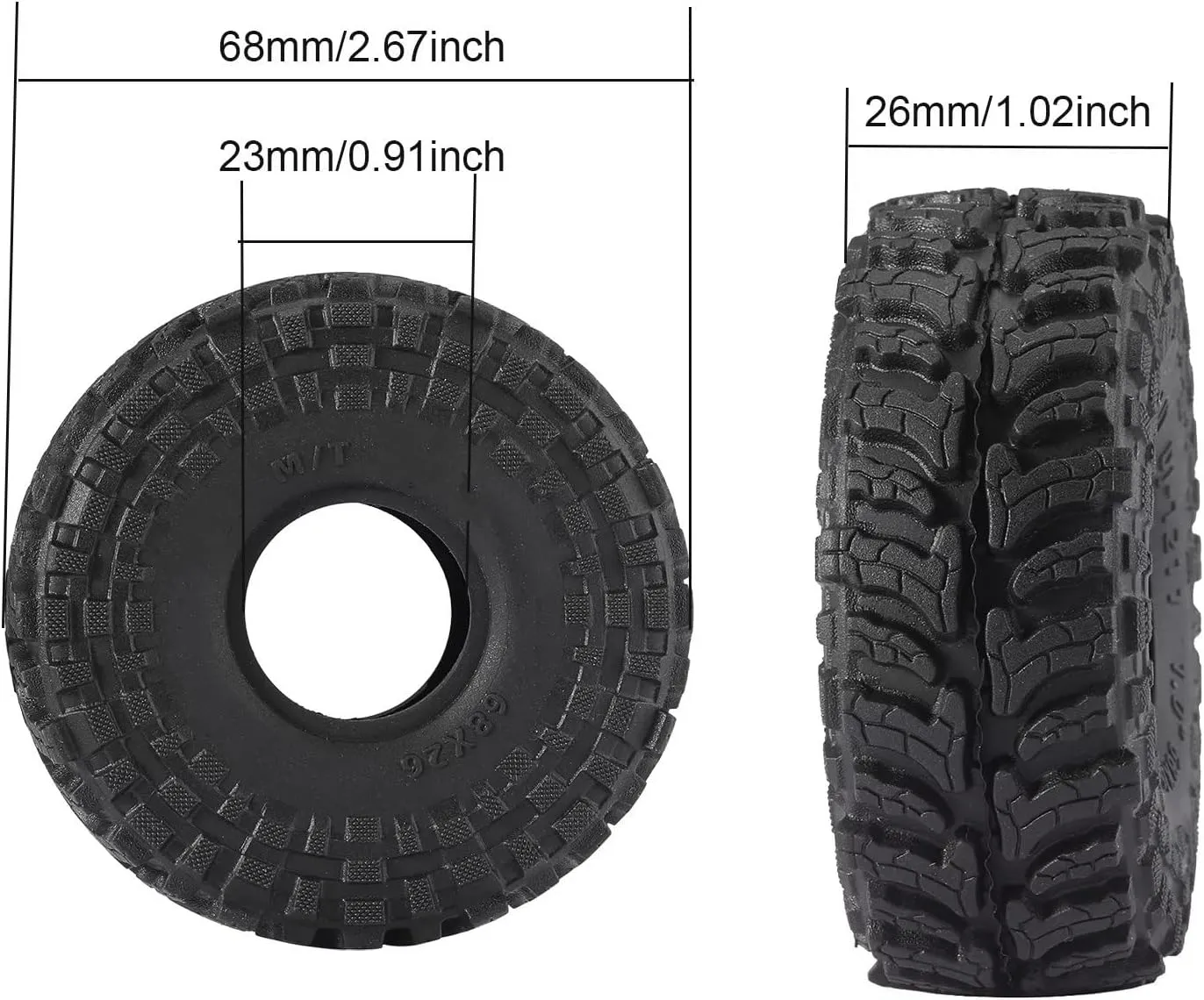 Rc Wheel Rim Tire for Axial for SCX24 for FMS for FCX24 for AX24 for 1/18 1/24 RC Crawler Car 1.0 Crawler Tires 68 * 26mm Upgrade Wheel(Blue,B)