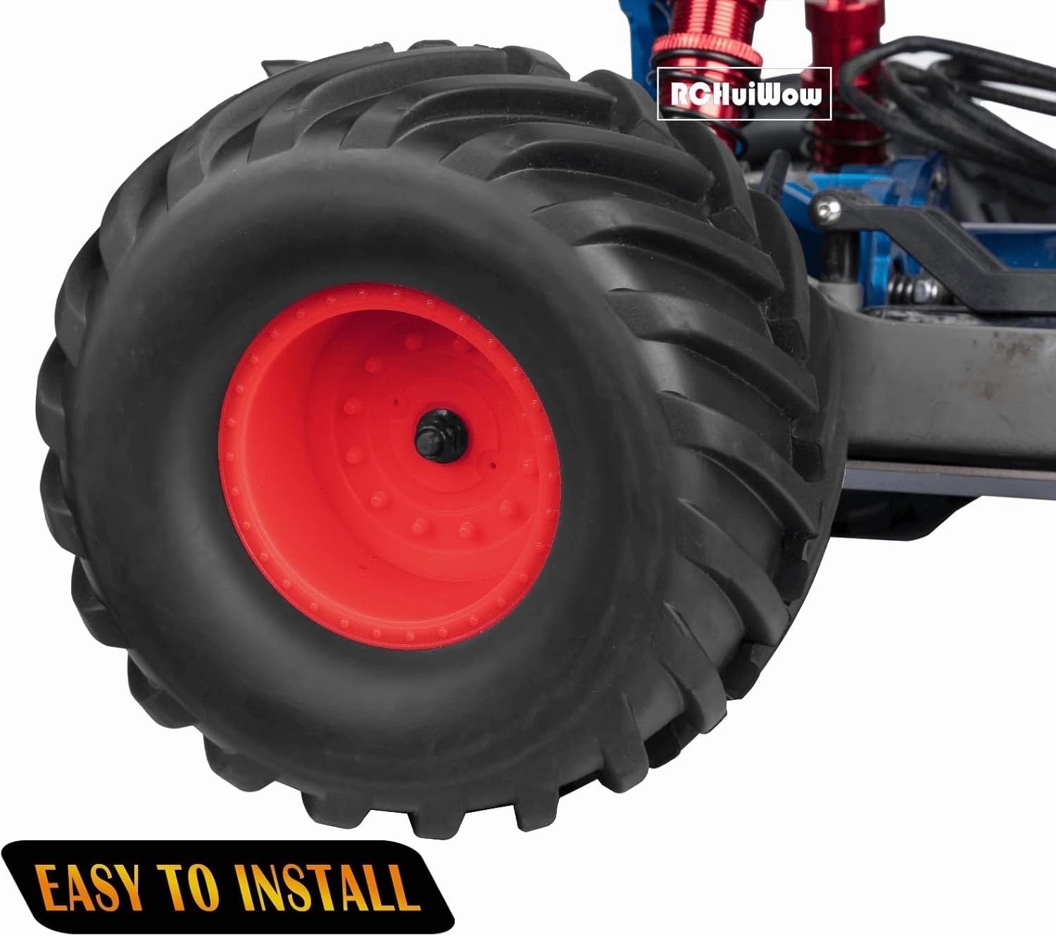 RC 12MM Truck Tires Set for 1/10 Traxxa HIMOTO HSP HPI Tamiya Kyosho RC Car,RC Wheel Rims and Wheel Tires,4PCS,Red