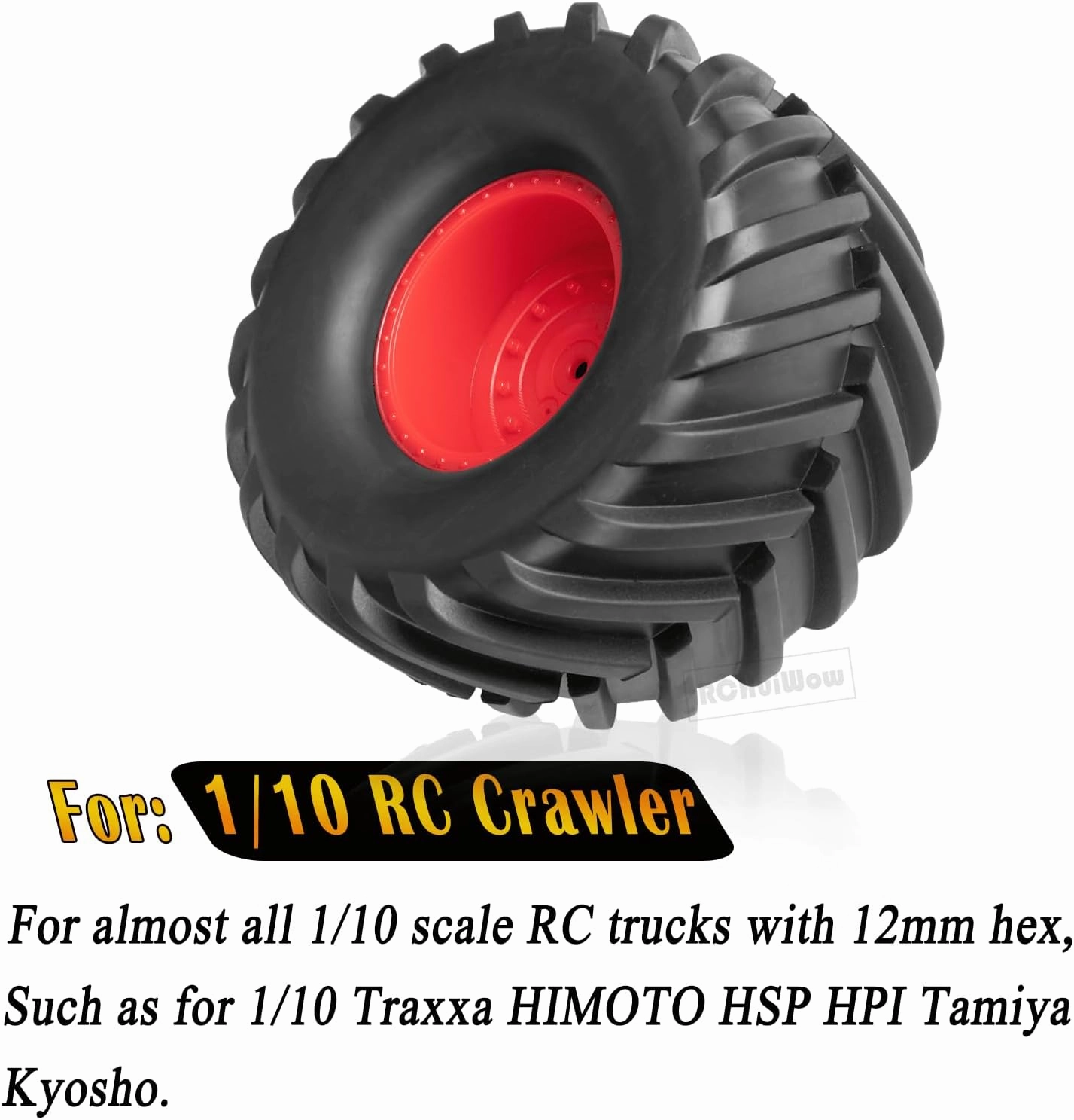 RC 12MM Truck Tires Set for 1/10 Traxxa HIMOTO HSP HPI Tamiya Kyosho RC Car,RC Wheel Rims and Wheel Tires,4PCS,Red