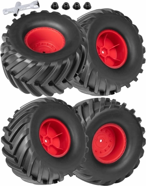 RC 12MM Truck Tires Set for 1/10 Traxxa HIMOTO HSP HPI Tamiya Kyosho RC Car,RC Wheel Rims and Wheel Tires,4PCS,Red