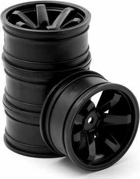 RC Car DIY Parts for Sakura for Traxxas for RedCat 1/10 4pcs 52mm Plastic Wheel Rim Wheel Hubs TE37 RC On-Road Drift for Racing Car(Black)