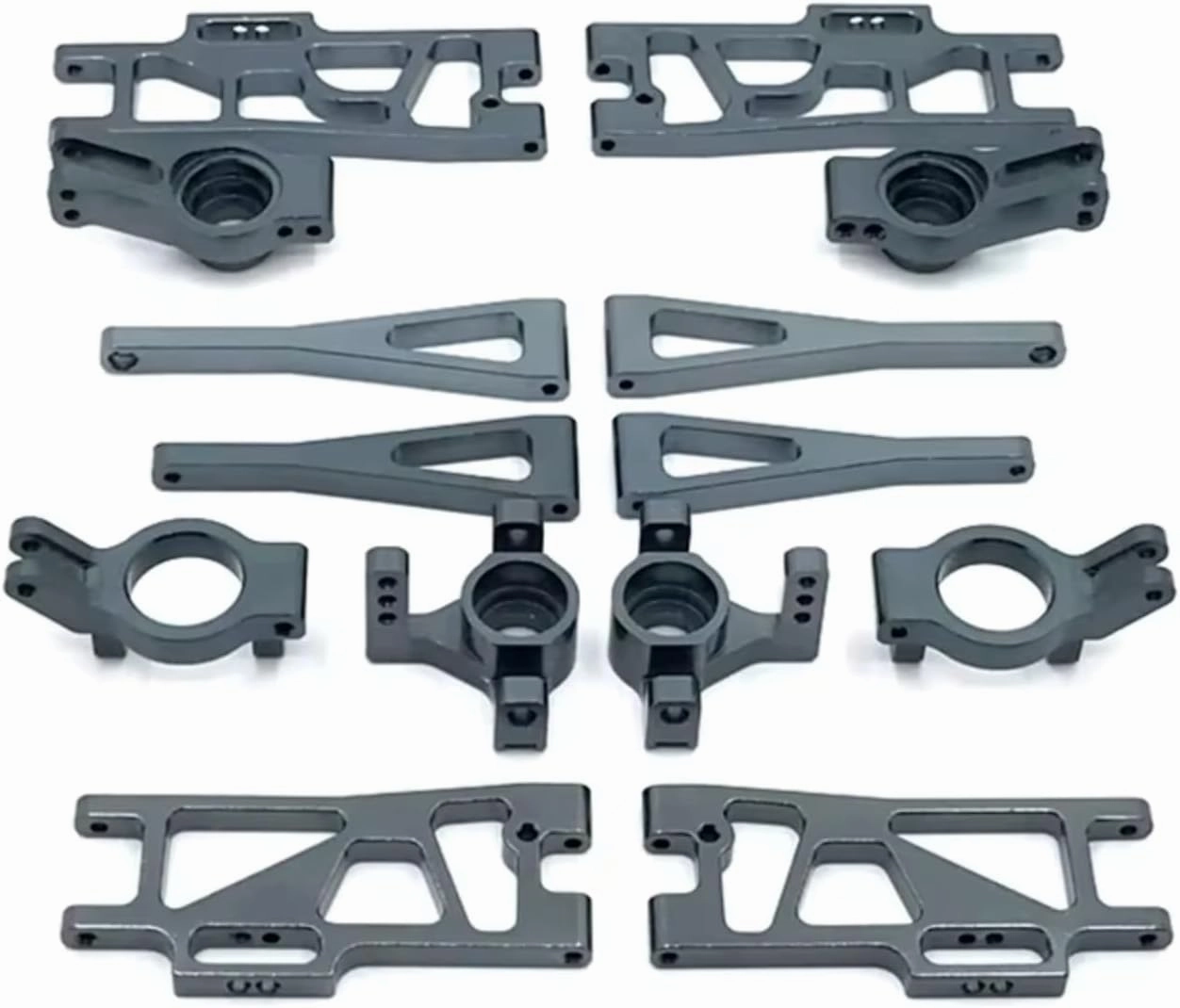 RC Car DIY Parts for WLtoys 104009 12401 12402 12403 12404 12409 7 Piece Set Metal Upgrade Retrofit C-for Seat Steering Cup for Swing Arm RC Car Parts(Gray)