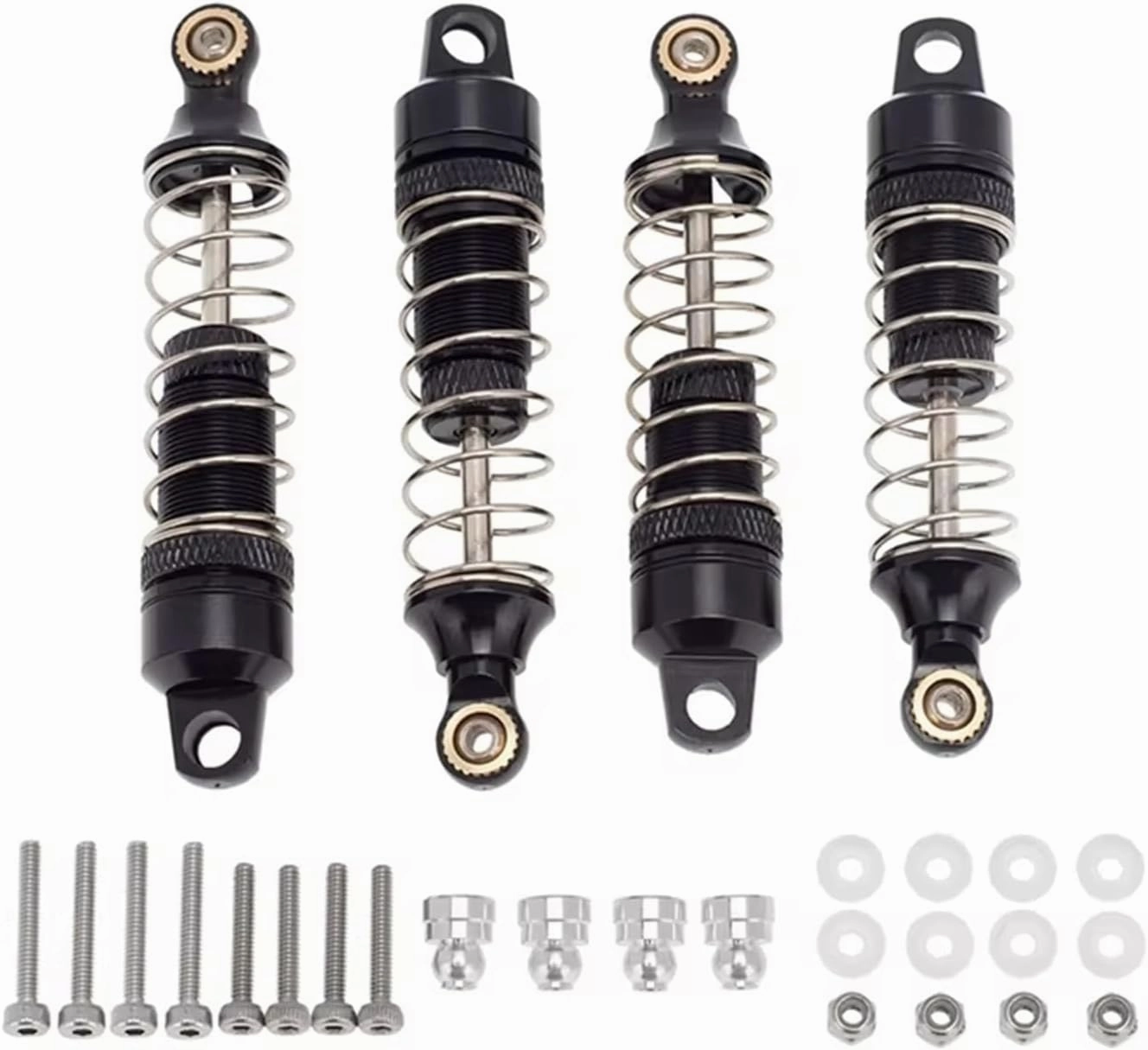RC Car Shock Absorbers Compatible With Losi For Mini-T 2WD 1/18 Rc Car Upgrade Replacement Parts 4Pcs Metal Front & Rear Shock Absorber For Spring Dampers(Black)