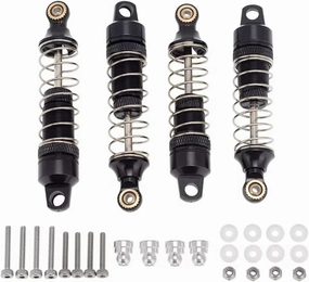 RC Car Shock Absorbers Compatible With Losi For Mini-T 2WD 1/18 Rc Car Upgrade Replacement Parts 4Pcs Metal Front & Rear Shock Absorber For Spring Dampers(Black)