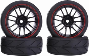 Rc Car Wheel Rim Tire Compatible with Tamiya for TT01 for TT02 XV01 TA06 PTG-2 1/10 RC for Racing Car 65mm Tires On Road for Touring Drift Car Tyre Wheel