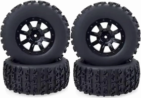 Rc Car Wheel Rim Tire Compatible with ZD for Racing for Trxs for Slash for HPI for VKAR for Redcat 1:10 RC Wheel Short Course Truck Tires Set 12mm Hub Hex(B)
