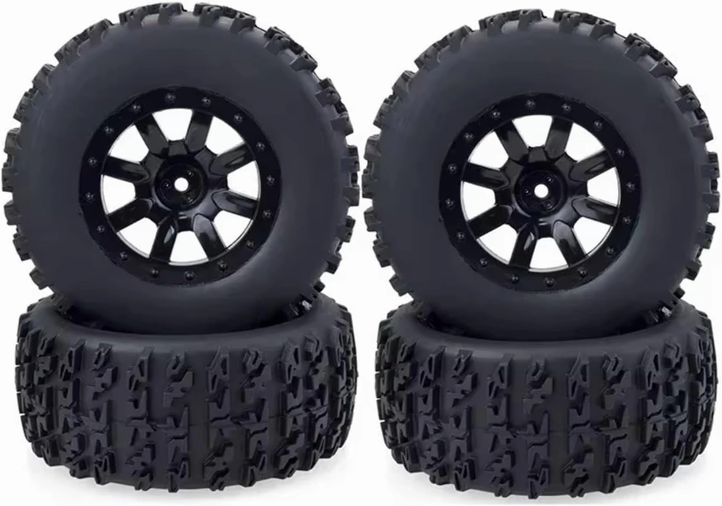 Rc Car Wheel Rim Tire Compatible with ZD for Racing for Trxs for Slash for HPI for VKAR for Redcat 1:10 RC Wheel Short Course Truck Tires Set 12mm Hub Hex(B)