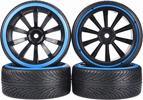 Rc Wheel Rim Tire for HSP for Tamiya for HPI 1:10 RC Drifting Car Hard Tyre Set 4Pcs RC Hard Pattern Drift Tires Tyre Wheel