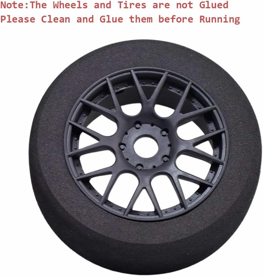 RC Wheels and Tires, 4Pcs 1/8 Off-Road EVA Foam Tires 17mm Hex Hubs Wheels Rim for Kyosho HSP HPI RC Racing Toy Car Trucks Crawlers, 1/8 RC Car Parts and Accessories