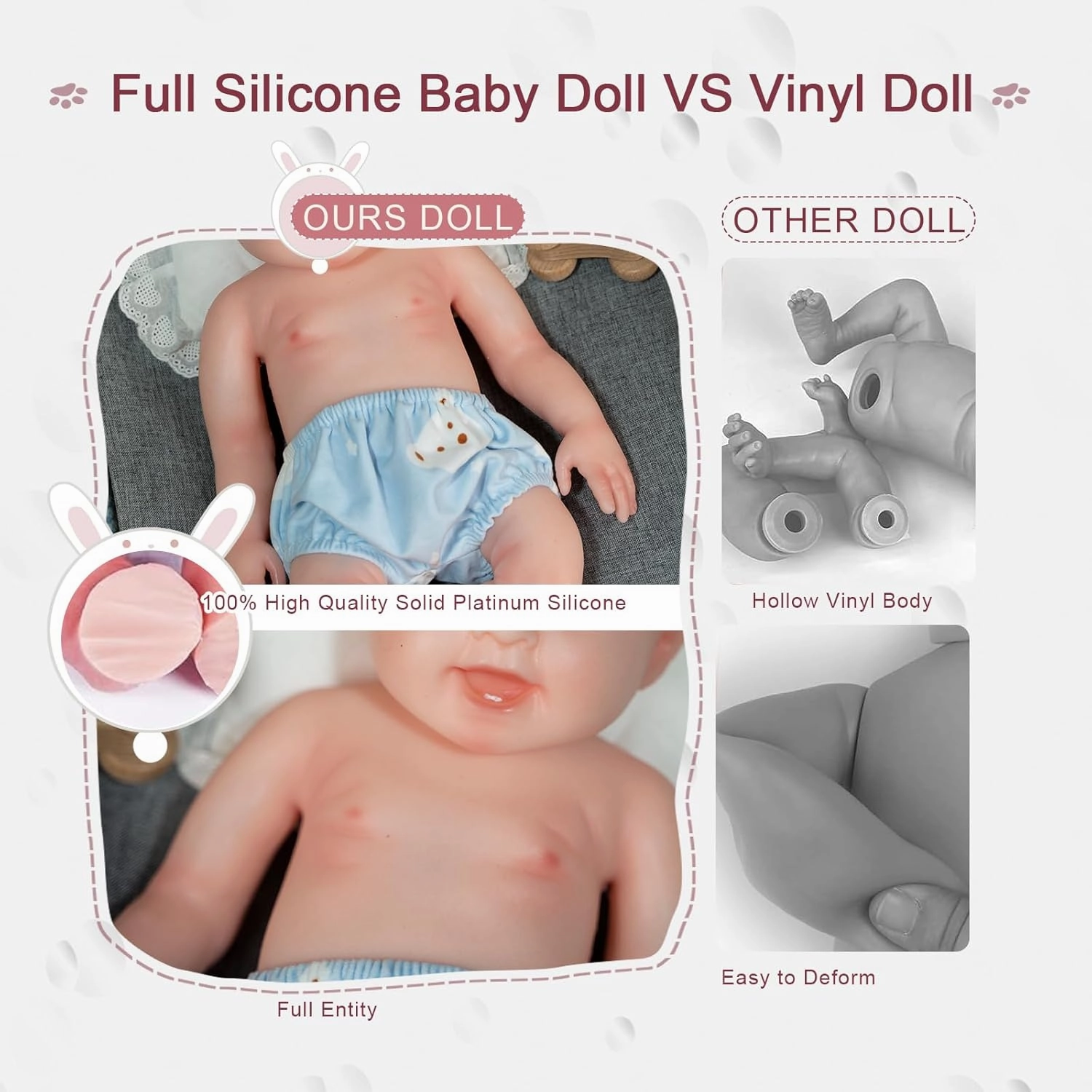 Realistic Silicone Reborn Baby Dolls - 18 Inch Full Silicone Baby Doll Girl, Christmas and Birthday Gifts for Girls 3 