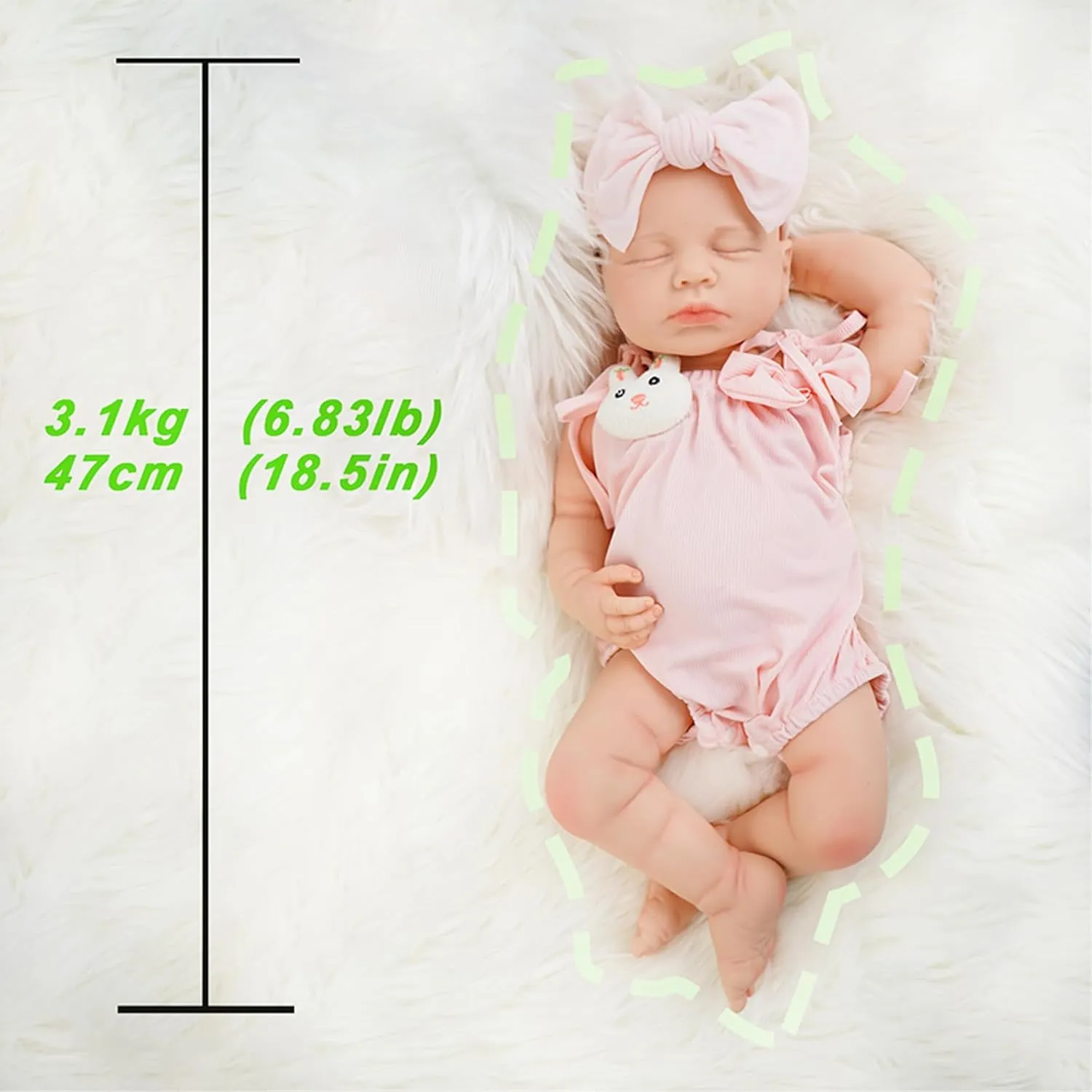 Reborn Baby Dolls That Lifelike -18.5 inch Full Body Silicone Sleeping Baby Girl Handmade Face Realistic Body Details for Children Gift