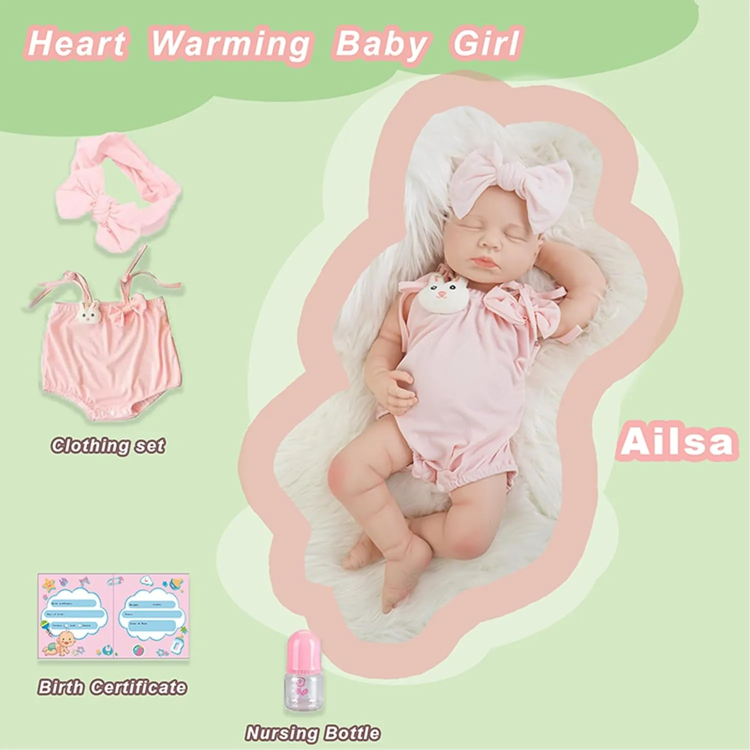 Reborn Baby Dolls That Lifelike -18.5 inch Full Body Silicone Sleeping Baby Girl Handmade Face Realistic Body Details for Children Gift