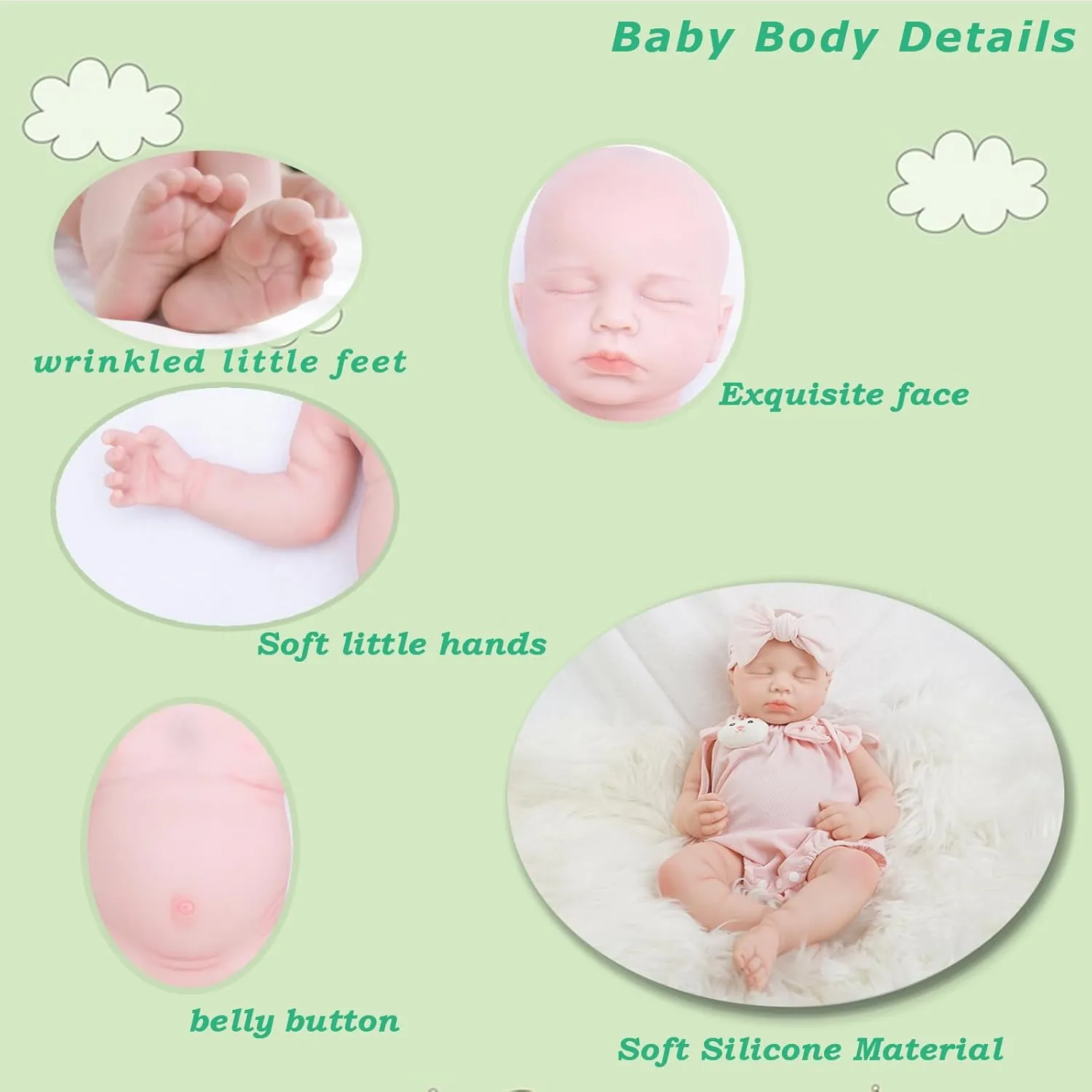 Reborn Baby Dolls That Lifelike -18.5 inch Full Body Silicone Sleeping Baby Girl Handmade Face Realistic Body Details for Children Gift