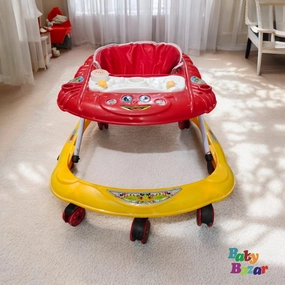 Red & Yellow Baby Walker with Musical Activity Panel and Comfortable Seat