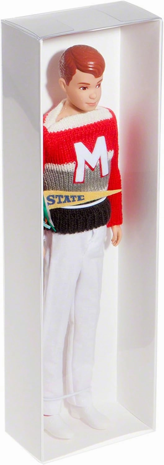 Redoll Clear Folding Display Box with White Liners and White Elastic for 11-12 inch Dolls or Action Figures, 4" W x 2.25" D x 13" H, Pack of 3