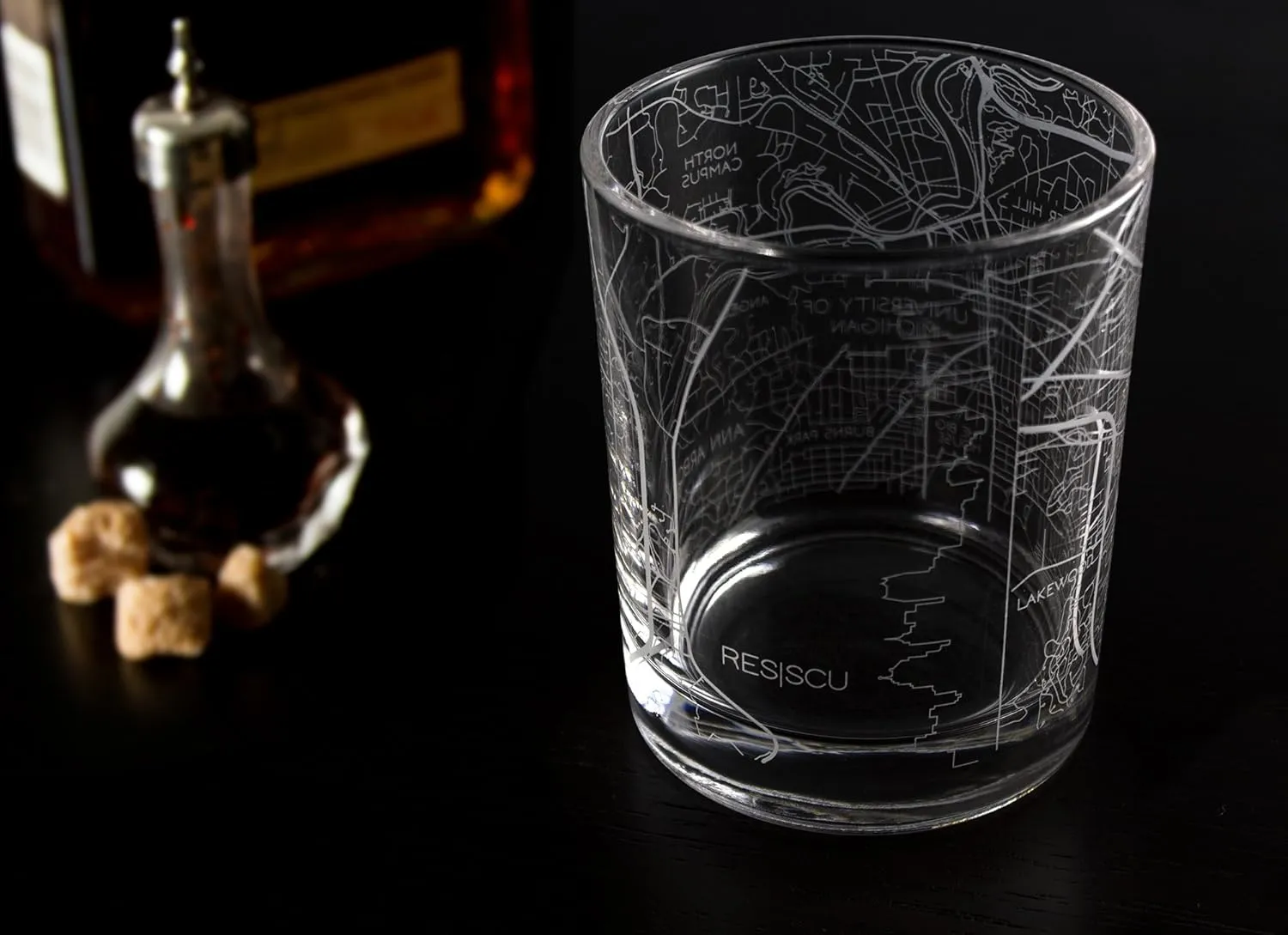 RESSCU San Diego Laser Etched Map Whiskey Glasses, Set of 2 with Gift Box, Unique Gift, City Map Glass