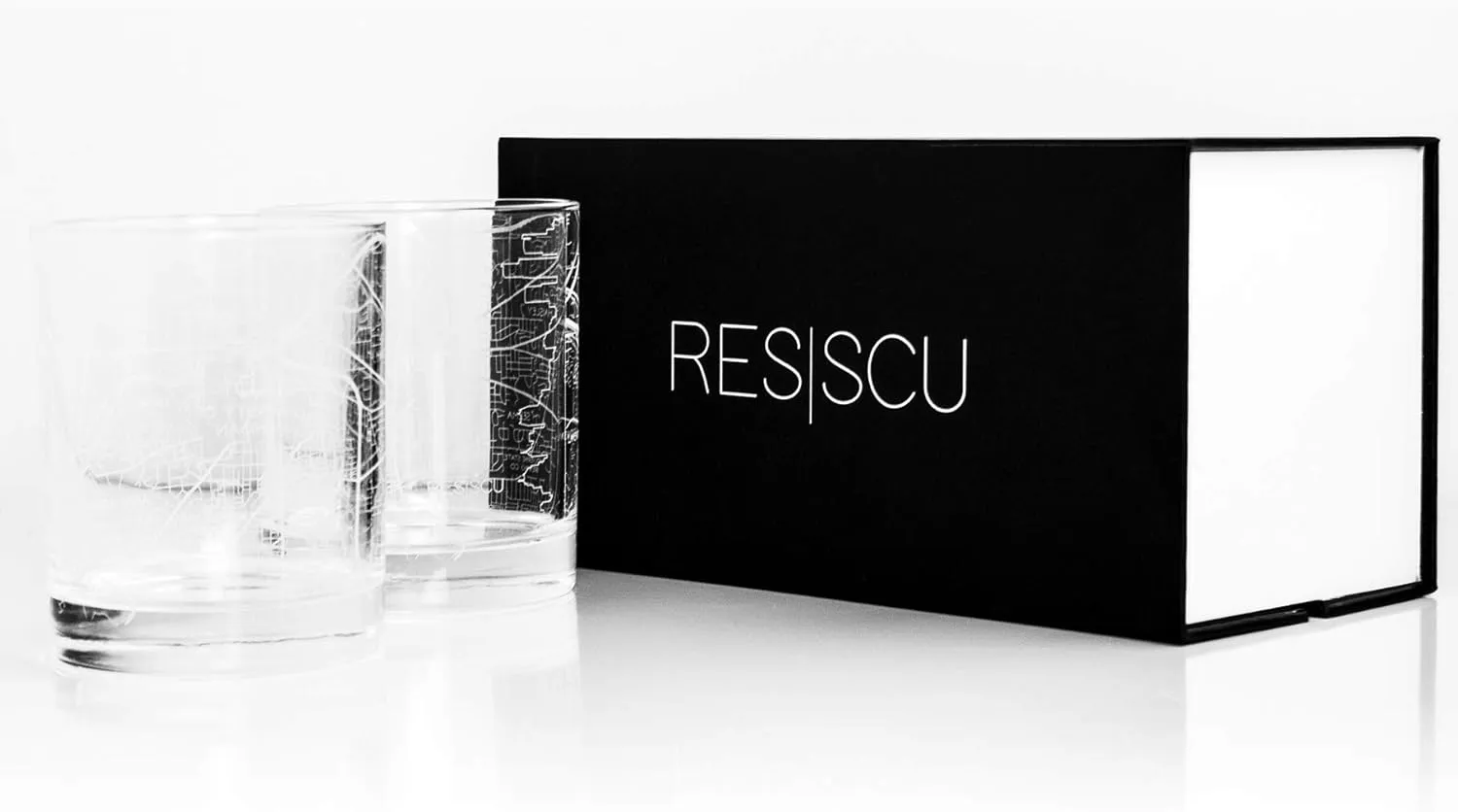 RESSCU San Diego Laser Etched Map Whiskey Glasses, Set of 2 with Gift Box, Unique Gift, City Map Glass