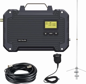 Retevis RT97L Up to 25W GMRS Repeater Set, High Power Full Duplex Portable Kit with FRP Antenna, Coaxial Cable & Mic, Perfect for Farms, Warehouses, Remote Areas, Outdoors & Home