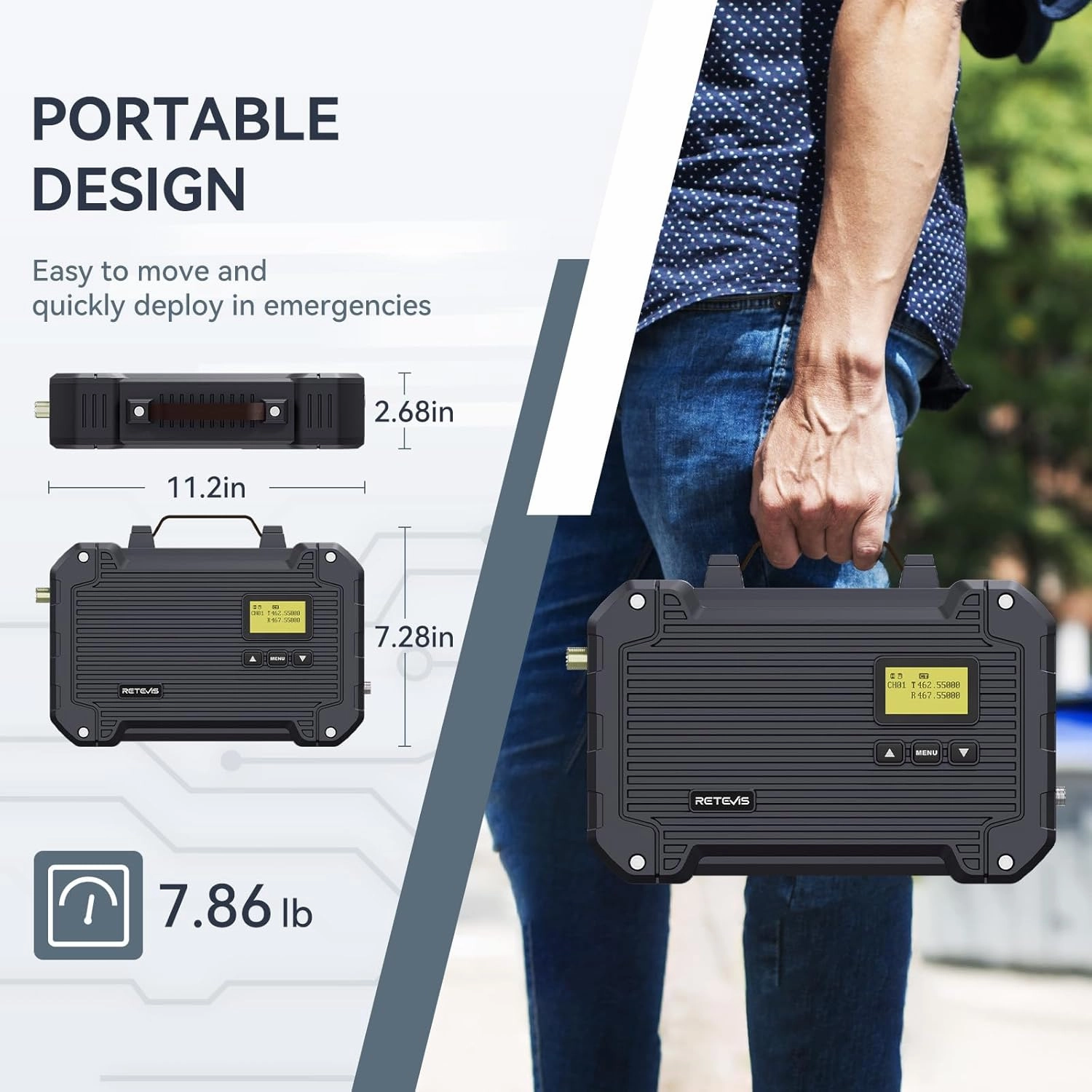Retevis RT97L Up to 25W GMRS Repeater Set, High Power Full Duplex Portable Kit with FRP Antenna, Coaxial Cable & Mic, Perfect for Farms, Warehouses, Remote Areas, Outdoors & Home