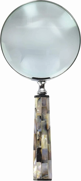 RII Magnifying Glass with Mother of Pearl Handle, Handheld 10x Magnifying Glass Lens, Antique Magnifier, Reading, Inspection, Coin & Stamp, Astrologer, Low Sight Elderly Collectible Décor Gift 4"