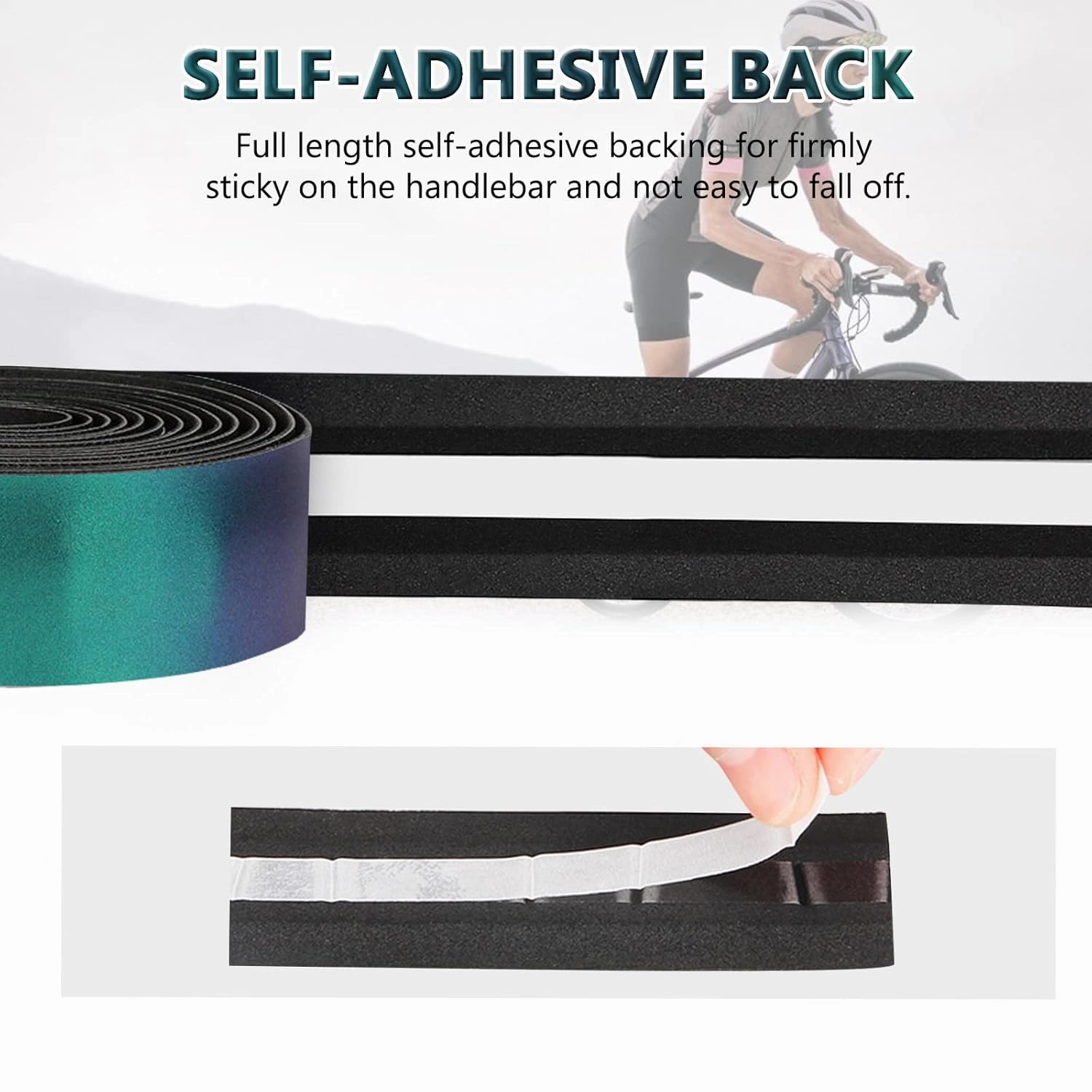 Road Bike Handlebar Tape, Bicycle Bar Tape, PU Leather   EVA, Gradient Aurora Green Cycling Handle Grip Wrap - 2 Rolls