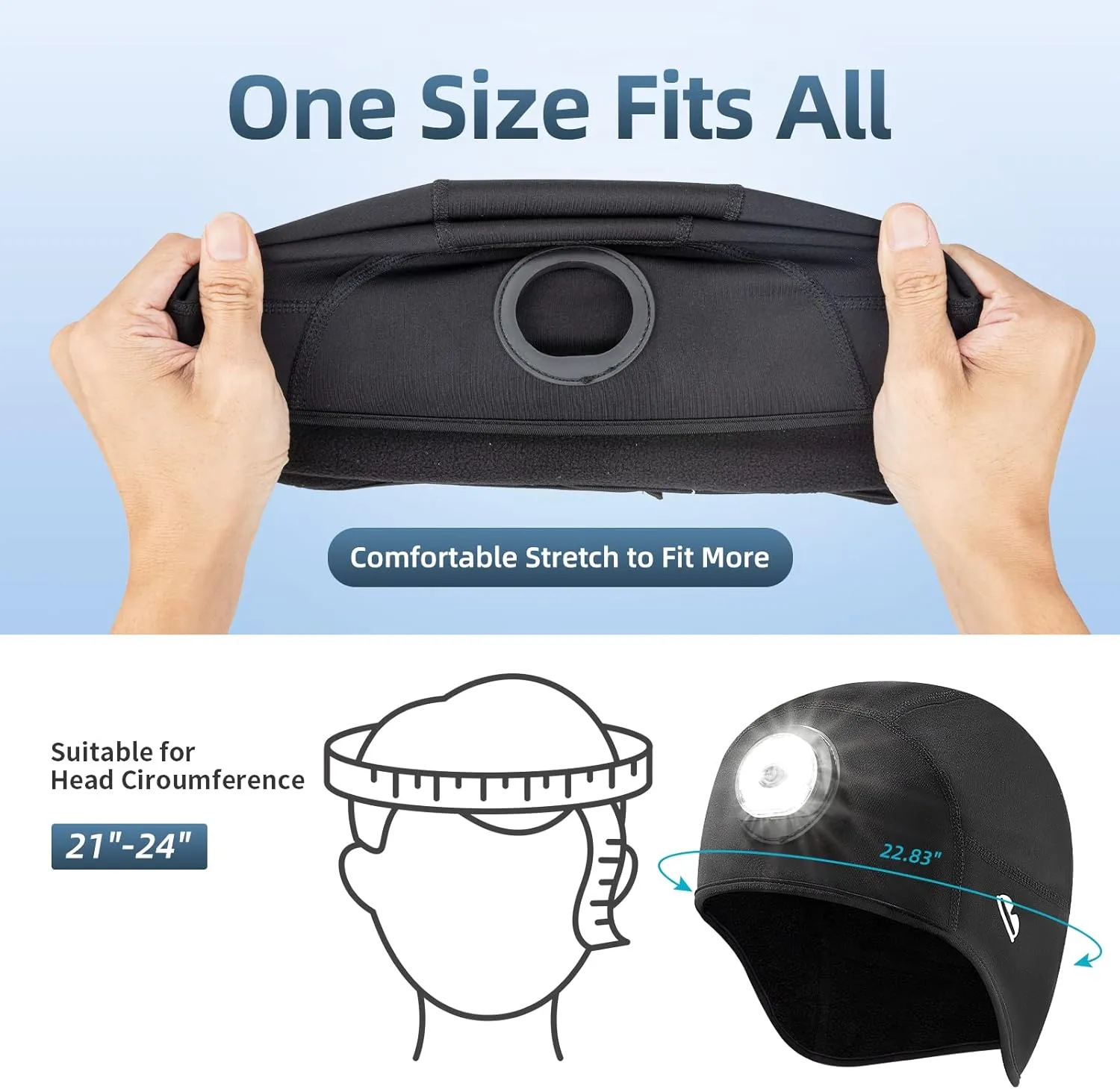 ROCKBROS Skull Cap Helmet Liner Winter Thermal Cycling Caps for Men Women Running Beanies Hat with Glasses Holes