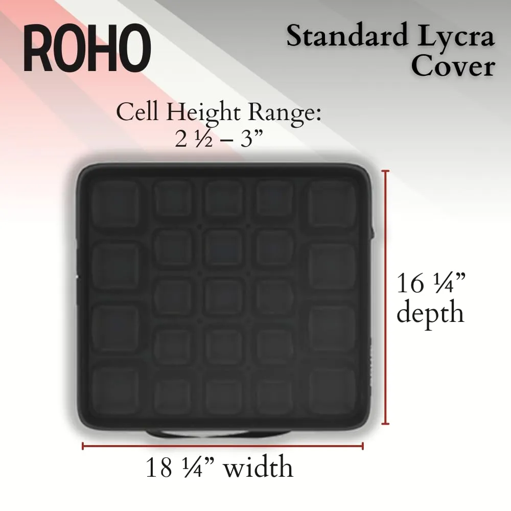 Roho Mosaic Cushion, Standard, Inflatable Seat Cushion for Office Chair, Wheelchair, Cars, Home Living, & Back Pain Support, Adjustable Cushion with Stretchable Cover & Non-Skid Bottom, 18" x 16"