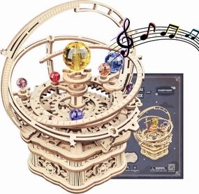 ROKR 3D Puzzles for Adults Orrery Music Box Wooden Model Building Set, DIY Wood Craft Kit Solar System Kit STEM Toys Gifts for Teens Boys/Girls Hobbies for Man/Woman