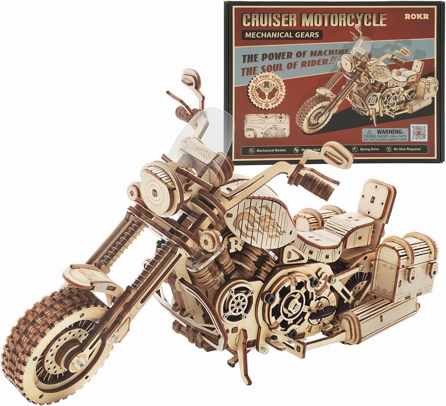 ROKR 3D Wooden Puzzles Motorcycle Mechanical Model Kit for Adults and Teens to Build Christmas/Birthday Gift