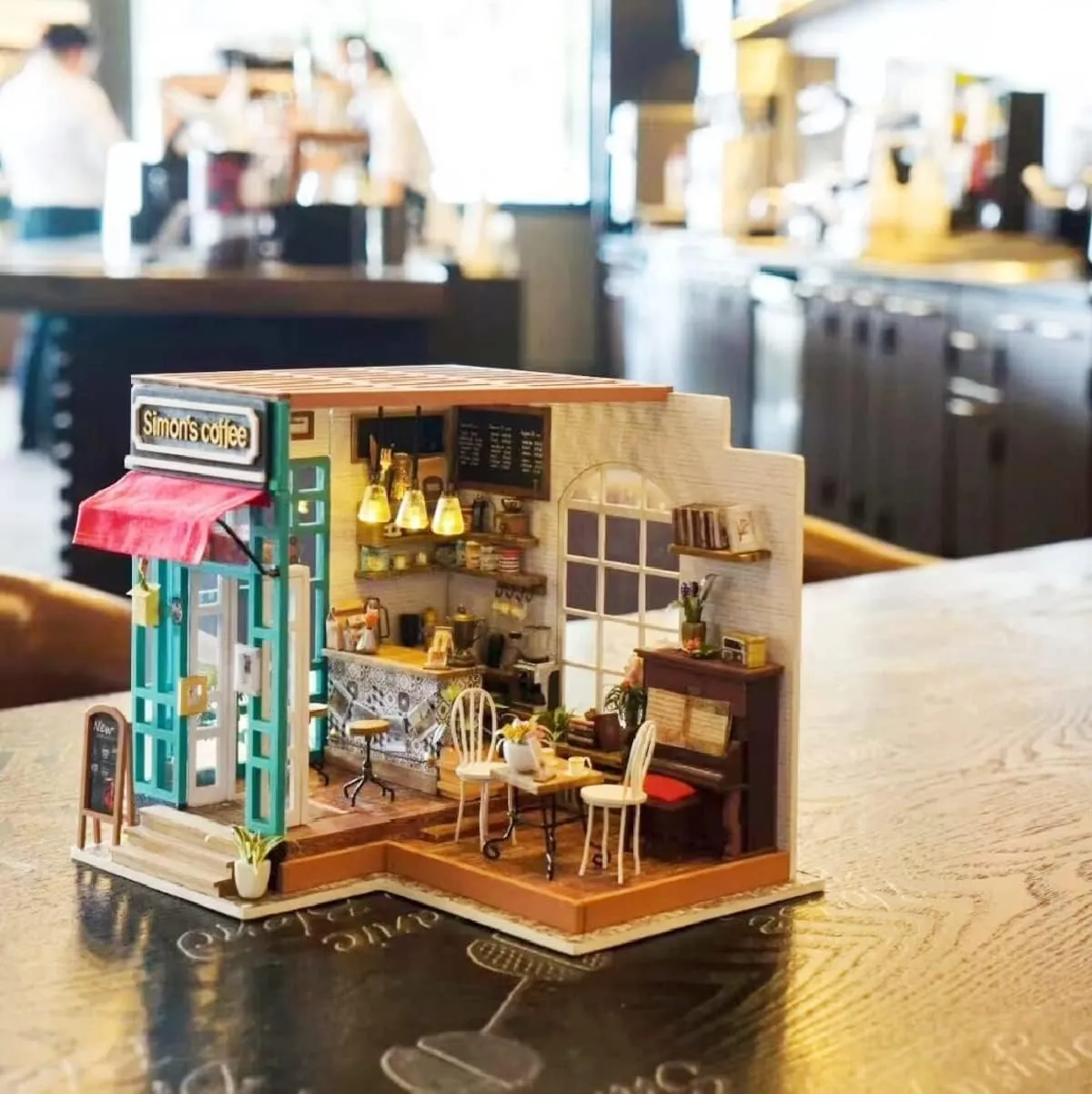 Rolife DIY Miniature Cafe House Kit for Adults to Build, Tiny House Making Kit with Furniture, Halloween/Christmas Decorations/Gifts