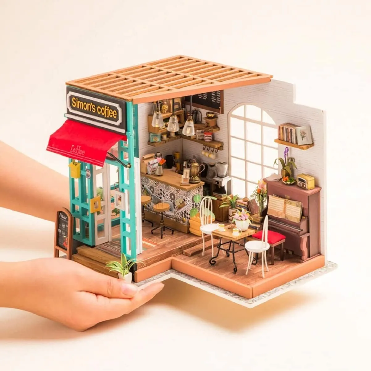 Rolife DIY Miniature Cafe House Kit for Adults to Build, Tiny House Making Kit with Furniture, Halloween/Christmas Decorations/Gifts