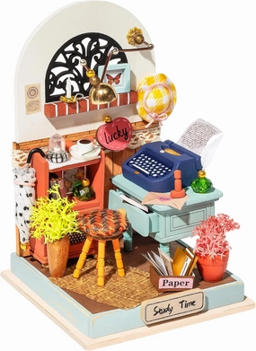 Rolife DIY Miniature Kit Mini Building Dollhouse Study, Miniature Lifestyle Mini Bookshelf Decoration, DIY Hobbies for Craftsman (Record Mood)