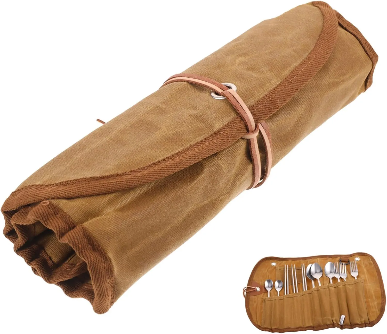 Roll Bag for Camping Tableware Set 1 Set Utensils Storage Bag with Lunch Box Utensils for Travel