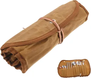 Roll Bag for Camping Tableware Set 1 Set Utensils Storage Bag with Lunch Box Utensils for Travel